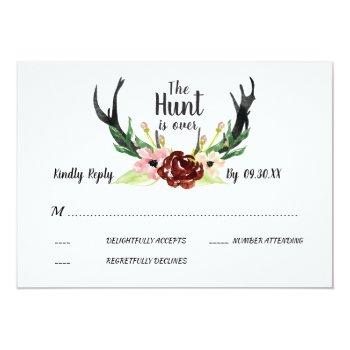 Small Rustic Watercolor Floral Boho Hunt Is Over Rsvp Front View