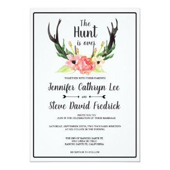 Small Rustic Watercolor Floral Boho Hunt Is Over Wedding Front View