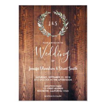 Small Rustic Watercolor Leaves Monogram Photo Wedding Front View
