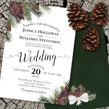 Small Rustic Watercolor Pinecones Elegant Winter Wedding Front View