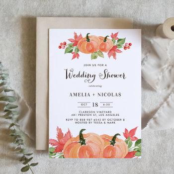 rustic watercolor pumpkin fall wedding shower invitation
