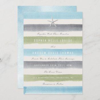 Small Rustic Watercolor Stripes Nautical Beach Wedding Front View