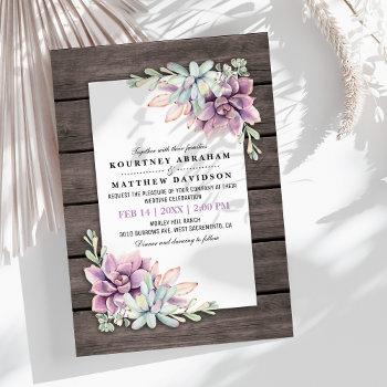 Small Rustic Watercolor Succulent Floral Wedding Front View