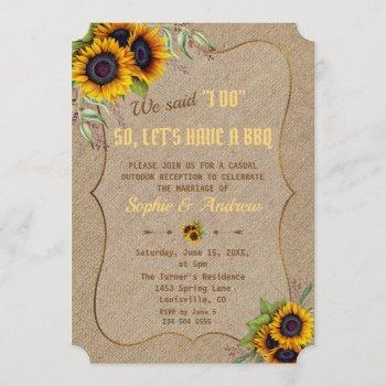 Small Rustic Watercolor Sunflowers Burlap I Do Bbq Front View