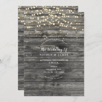 Small Rustic Weathered Grey Wood String Lights Wedding Front View