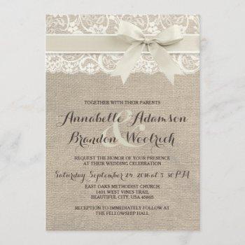 Small Rustic Wedding  | Burlap Lace Bow Look Front View