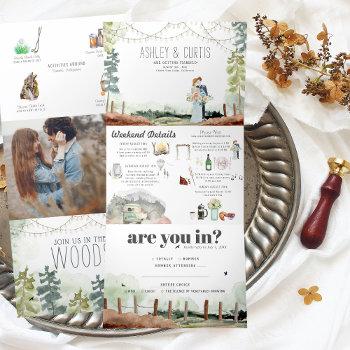 rustic weekend in the woods | forest wedding tri-fold invitation