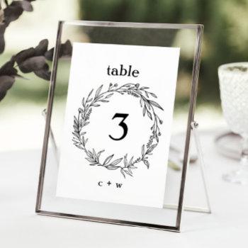 Small Rustic Wildflower Folk Wreath Wedding Table Number Front View