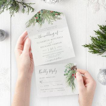 rustic winter berries pine cone greenery all in one invitation