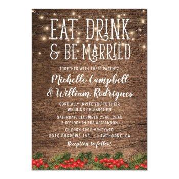 Small Rustic Winter Eat Drink And Be Married Wedding Front View