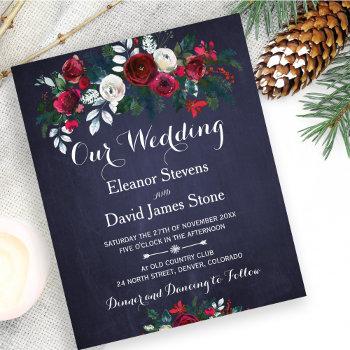 rustic winter floral budget wedding invitation