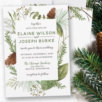 Small Rustic Winter Foliage Pine Cone Wedding Front View
