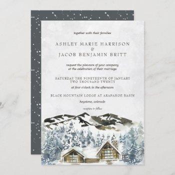 rustic winter mountain wedding invitation