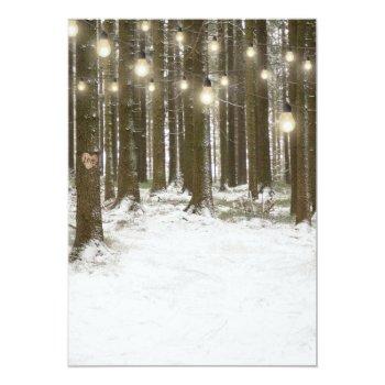 Small Rustic Winter Woodland Tree String Lights Wedding Back View