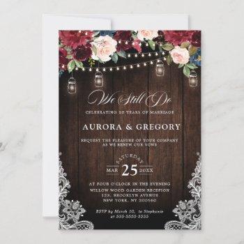 rustic wood burgundy floral mason jar wedding invi invitation