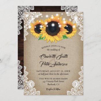 Small Rustic Wood Burlap Floral Lace Sunflower Wedding Front View