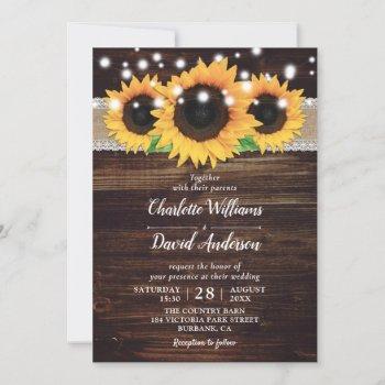 Small Rustic Wood Burlap Lace Sunflower Wedding Front View