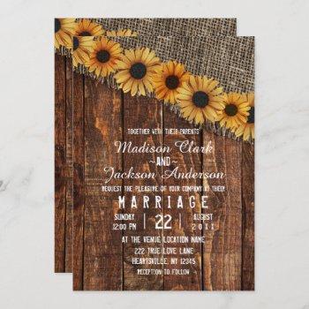 Small Rustic Wood & Burlap Sunflower Wedding Front View
