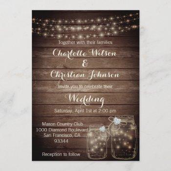 Small Rustic Wood Country Mason Jar Lights Wedding Photo Front View