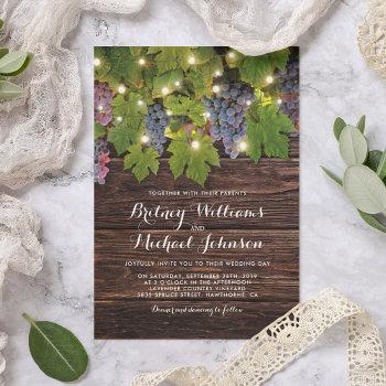 rustic wood country winery twinkle lights wedding invitation