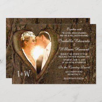 Small Rustic Wood Heart Photo Wedding Front View