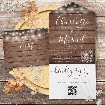 Small Rustic Wood Qr Code Mason Jars Lights Wedding All In One Front View