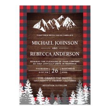 Small Rustic Wood Red Buffalo Plaid Mountain Wedding Front View
