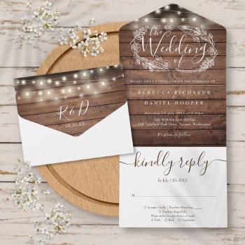 Small Rustic Wood String Lights Script Floral Wedding All In One Front View