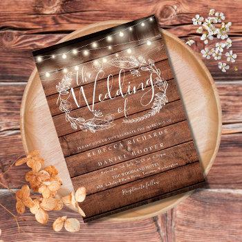 Small Rustic Wood String Lights Script Wedding Front View