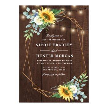 Small Rustic Wood Sunflower White Peony Wedding Front View