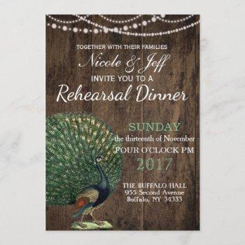 Small Rustic Wood Teal Feather Peacock Wedding Front View