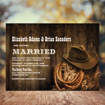 rustic wood western wedding invitation