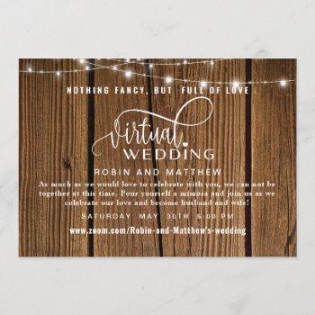 rustic wood with lights, online virtual wedding invitation