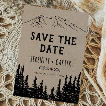 Small Rustic Woodsy Mountain Save The Date Front View