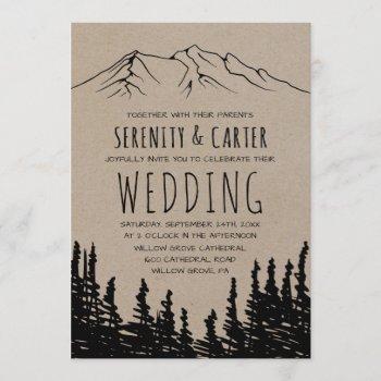 rustic woodsy mountain wedding invitation