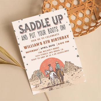saddle up cowboy western birthday country boots invitation