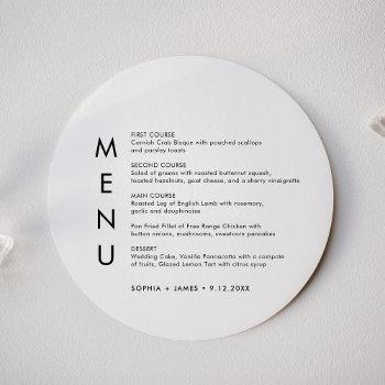 sadie minimalist round wedding dinner menu invitation