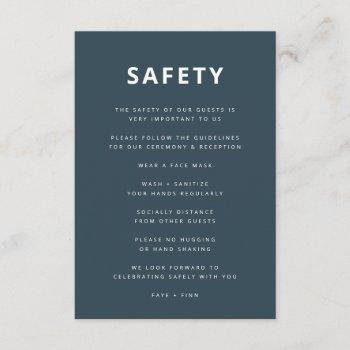 Small Safety Guidelines | Covid-19 Blue Scandi Wedding Enclosure Card Front View