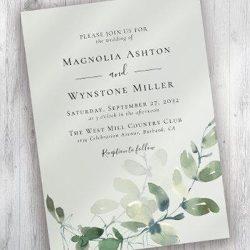 sage green eucalyptus wedding invitation