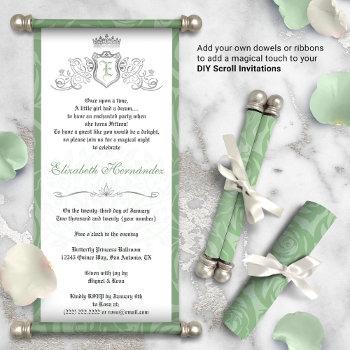 sage green once upon a time diy scroll invitations