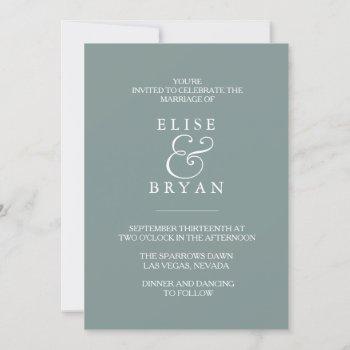 Small Sage Green Simple Modern Elegant Wedding Invite Front View
