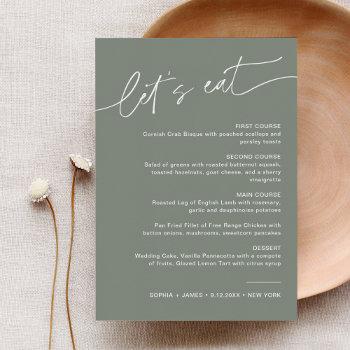 sage modern wedding dinner menu 5x7 invitation