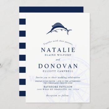 sailfish nautical wedding invitation