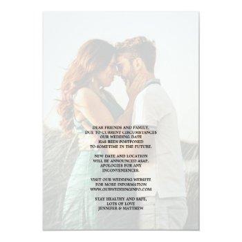 Small Same Love Different Date Wedding Typography Photo Announcement Back View