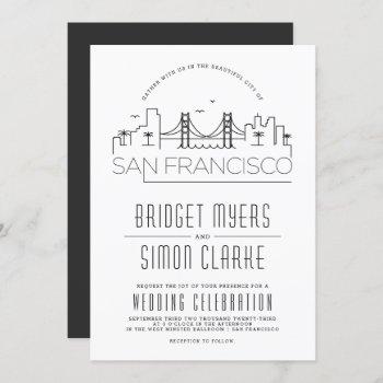 Small San Francisco Wedding | Stylized Skyline Invite Front View