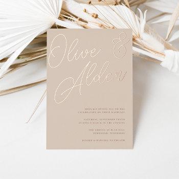 Small Sand | Rose Gold Script Wedding Foil Front View