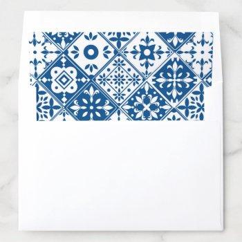 Small Santorini Musical Blue Tile Mediterranean Envelope Liner Front View
