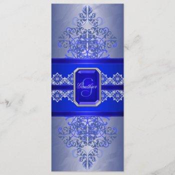 Small Sapphire Frost Monogram Ribbon Wedding Front View