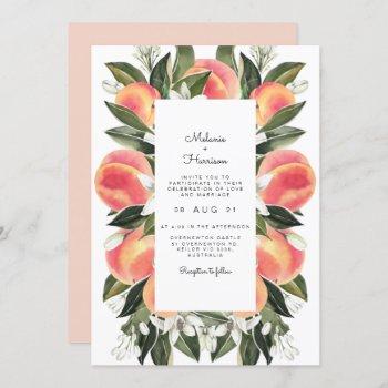 savannah - watercolor peach botanical wedding invitation