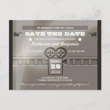 Small Save The Date Admission Movie Ticket Post Front View